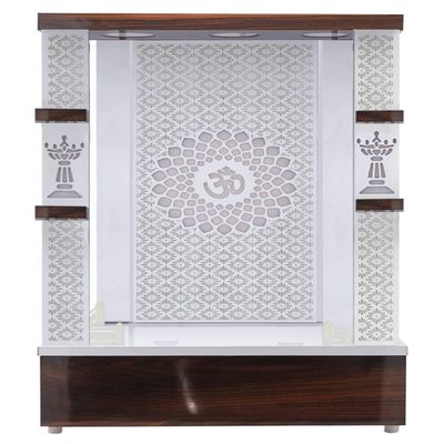 Puja Wooden Mandir With LED/Mandir For Home & Office/Temple For Home/Pooja Ghar/Mandir With Lights/Drawer Cabinet Storage White