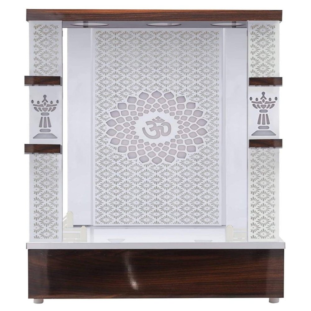 Puja Wooden Mandir With LED/Mandir For Home & Office/Temple For Home/Pooja Ghar/Mandir With Lights/Drawer Cabinet Storage White