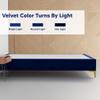 Greaton, 15-Inch Premium Velvet Material Wood Platform Bed, Durable, Stylish, Multi Colour Options, No Box Spring Needed, Golden Metal Legs, Queen, Blue view 4