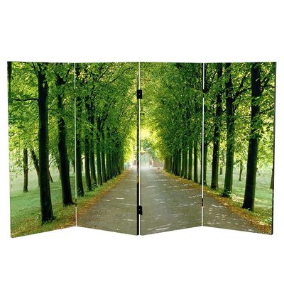 Red Lantern Double Sided Path of Life Canvas Folding Screen, 3 Foot - 4 Panel