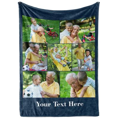 Ships Next Day, Custom Blanket with Picture and Text - Printed in USA, Personalized Photo Blanket with Text (Fleece 60x80)