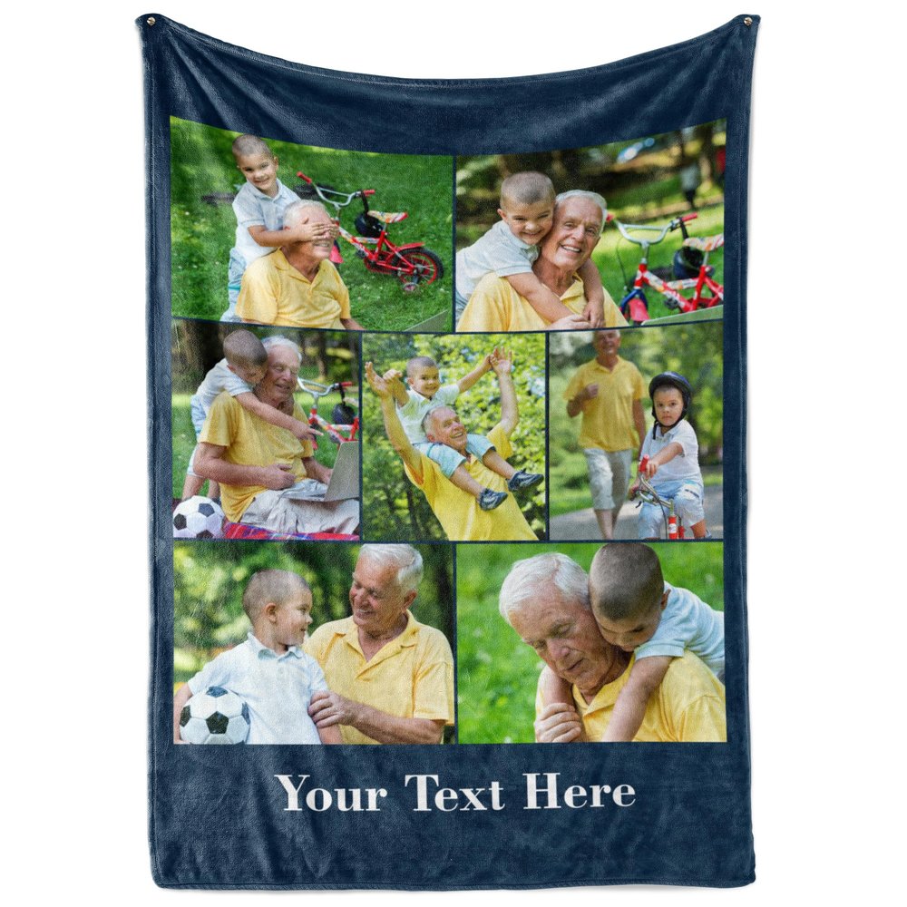 Ships Next Day, Custom Blanket with Picture and Text - Printed in USA, Personalized Photo Blanket with Text (Fleece 60x80)