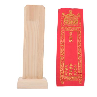 1pc Ling Bit Solid Wood Sign Ancestral Tablet Buddhist Supplies Garden Graveyard Statue Decorative Wood Panels Halloween Props Creepy Halloween Prop Temporary Memorial Tablet