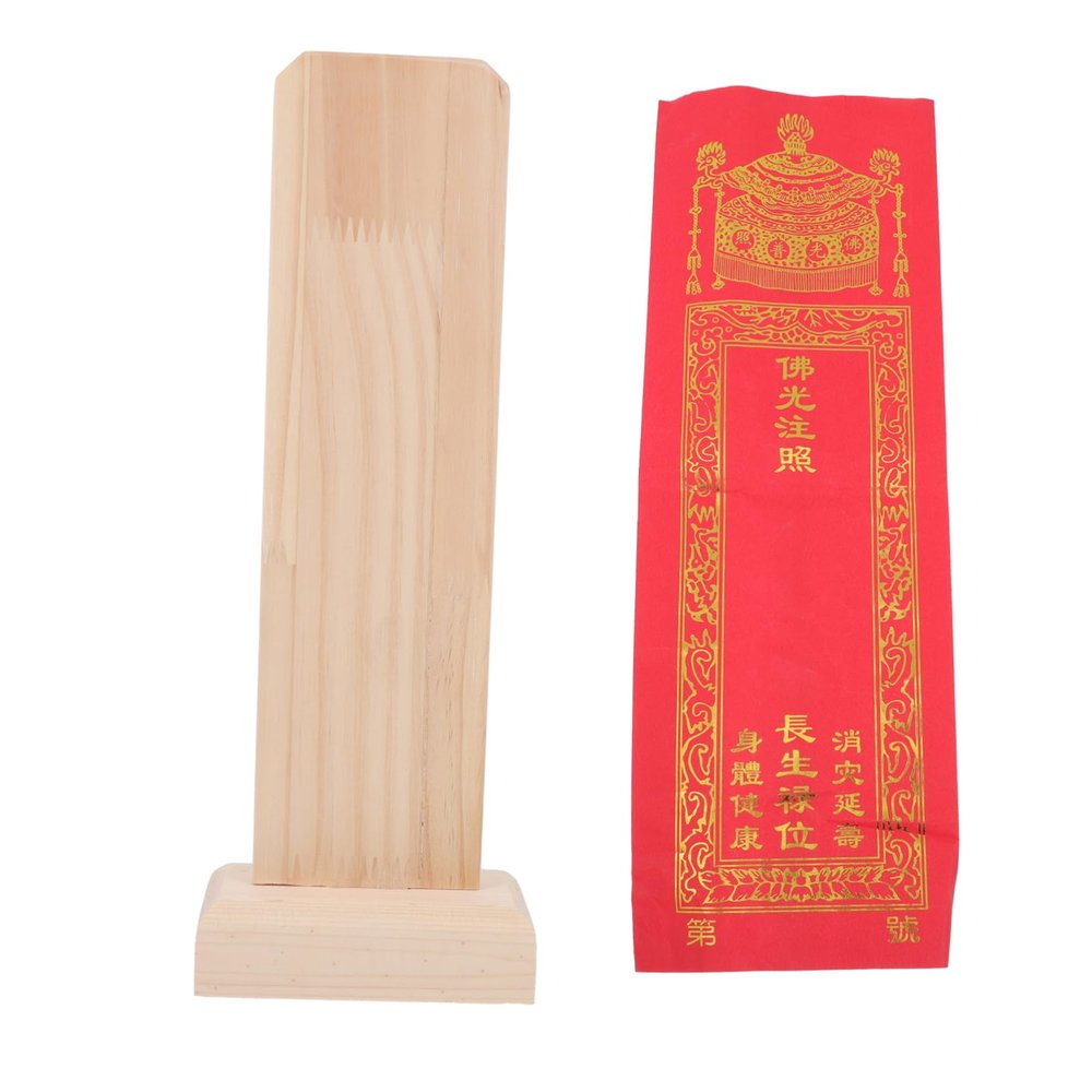 1pc Ling Bit Solid Wood Sign Ancestral Tablet Buddhist Supplies Garden Graveyard Statue Decorative Wood Panels Halloween Props Creepy Halloween Prop Temporary Memorial Tablet