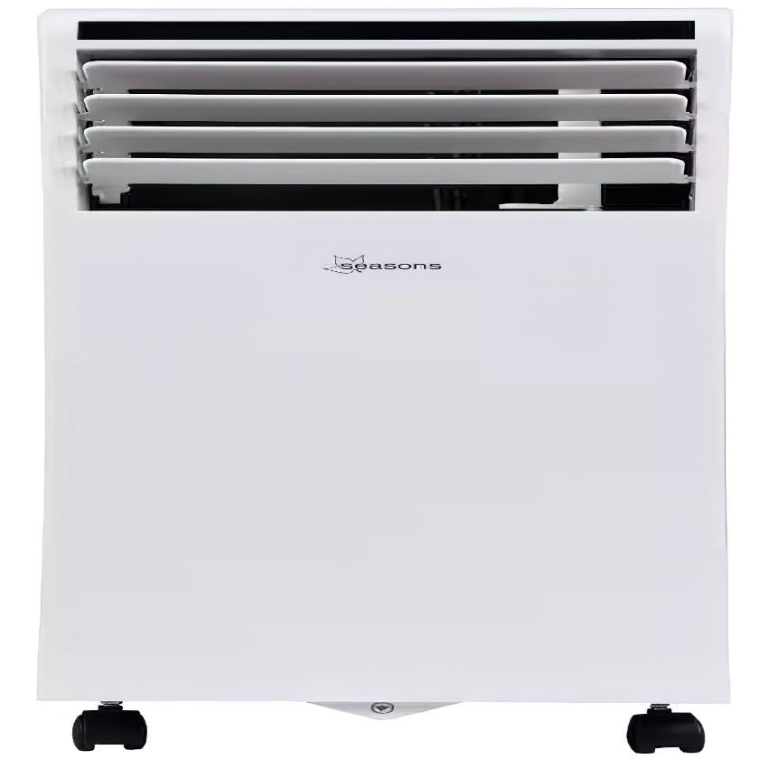 Seasons SM09R1 Portable 9000 BTU Air Conditioner, White; Bucket-less Evaporation System; Auto-restart; Electronic Control Panel with Digital Display; Cool Rooms Measuring 350 to 400 sq.ft; 2 Speeds