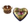 Rochard Blue and Gold Heart on Butterfly Brass Stand Limoges Porcelain - Collectible Figurine view 3