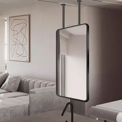 Gaommini Ceiling Hanging Mirror Square Black, Vanity Makeup Mirror Creative Decorative Mirror for Cloakroom Entry Bedroom - with Metal Frame and Boom, Rectangular (Size : 40cmx70cm)