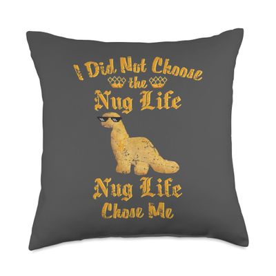 Chicken Nuggets Merch Choose The Nug Life Funny Dino Nugget Graphic Throw Pillow, 18x18, Multicolor