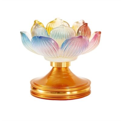 Candle Holders Colored Glazed Lotus Candlestick Exquisite Table Decoration Candle Holder Metal Base Candlestick Holders (Color : Brass, Size : Low Base)