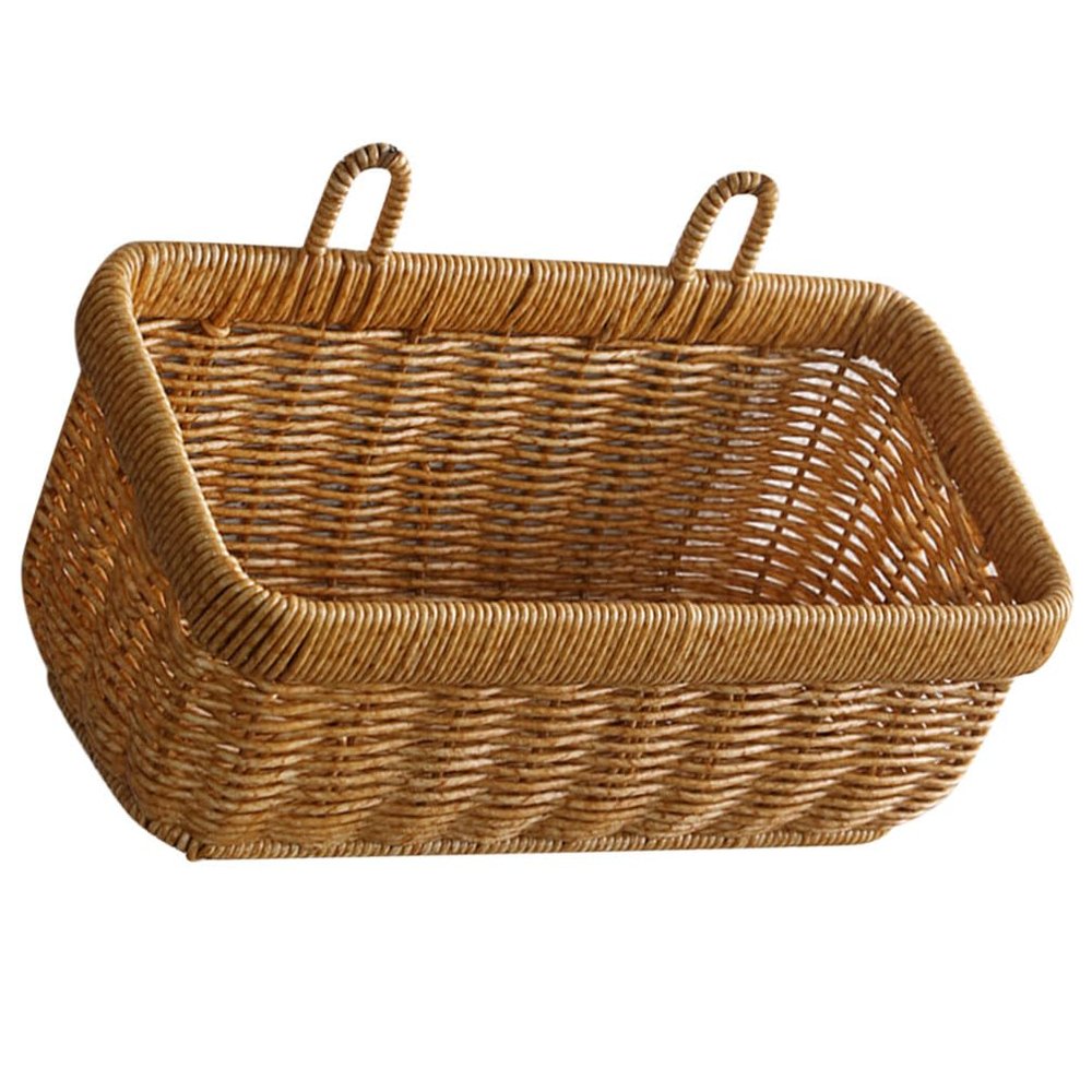 NOLITOY Weaved Basket Hanging Wicker Basket Onion Fruit Vegetable Holder Wall Hanging Flower Decorative Boho Woven Baskets Organizer for Farmhouse Home Decoration - Brown