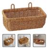 NOLITOY Weaved Basket Hanging Wicker Basket Onion Fruit Vegetable Holder Wall Hanging Flower Decorative Boho Woven Baskets Organizer for Farmhouse Home Decoration - Brown view 4