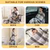 Temminc Woolly Throw Pure Wool Blanket - Large 55x83 inches, 1.5 lbs,Wool Fringed Knee Throw Blanket for Couch Bed Outdoor Travel,Soft Lightweight Breathable Blanket for All Season,Beige Check view 3