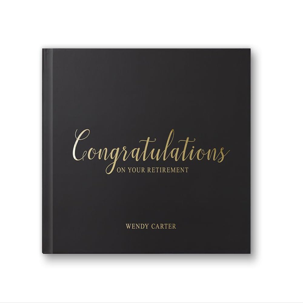 Custom Retirement Guest Book Retirement Gift for Leaving Party, Retirement Album Well Wishes Book for Him for Her - Black Gold (12x12)