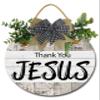 Sokomurg Christian Bible Verses Wall Art Thank You Jesus Wall Decor 12x12 Inch Round Wooden Wreath Hanging Sign Front Porch Decor Housewarming Gift for Home Outdoor Indoor view 1