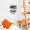 Sokomurg Christian Bible Verses Wall Art Thank You Jesus Wall Decor 12x12 Inch Round Wooden Wreath Hanging Sign Front Porch Decor Housewarming Gift for Home Outdoor Indoor view 3