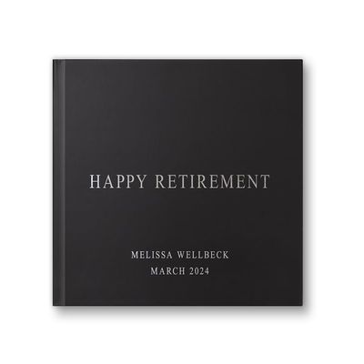 Retirement Book Retirement Party Gift Idea for Leaving Party, Photo Album Well Wishes Sign in Guestbook with Foil - Black Silver (9x6)