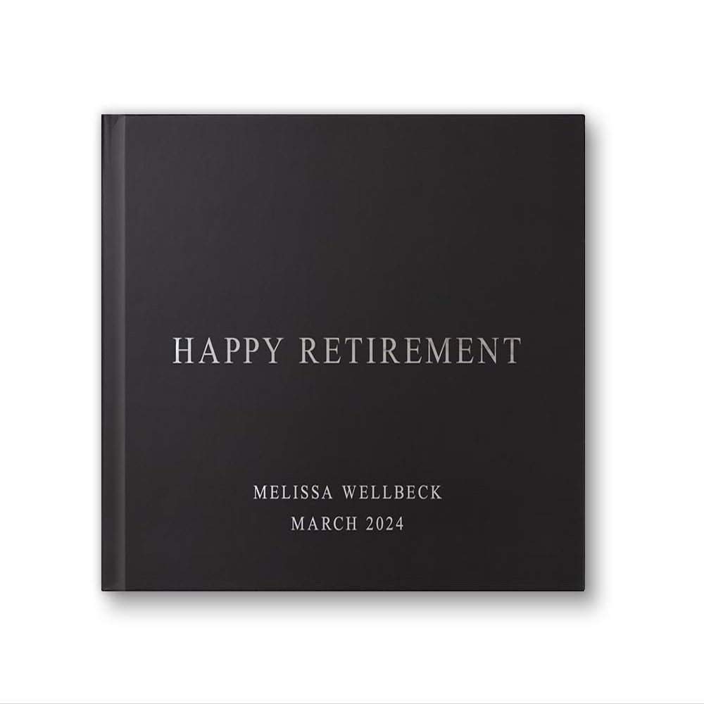Retirement Book Retirement Party Gift Idea for Leaving Party, Photo Album Well Wishes Sign in Guestbook with Foil - Black Silver (9x6)
