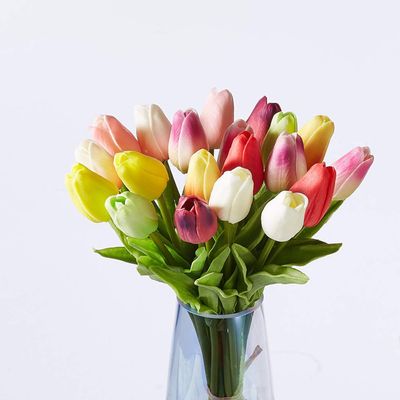 Fake Flowers, Fake Tulips,Perfect for Weddings,Party,Vibrant Home Decor,Office Spaces,Exquisite Artificial Flowers (20 Pcs, Multicolor)
