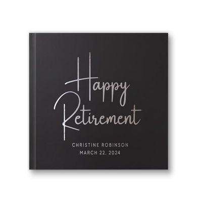 Custom Retirement Guest Book for Leaving Party, Custom Photo Album Well Wishes Messages Book - Black Silver (10x8)