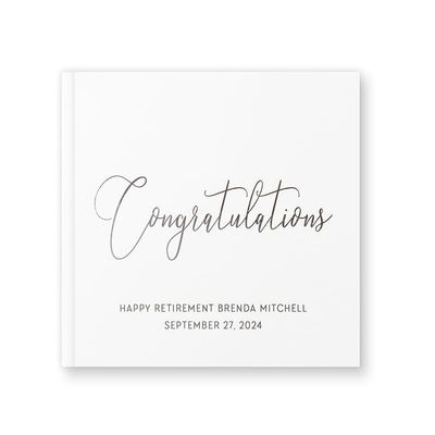 Retirement Guest Book for Retirement Party Gift Idea, Custom Photo Album Retirement Guestbook with Foil - White Silver (9x6)