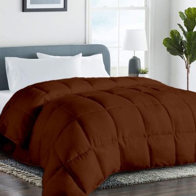 Saferay Green Comforter Duvet Insert - 3pc Down Alternative Bedding Comforter Set - All Season Quilted Duvet Insert with 8 Corner Tabs, Ultra Soft, Breathable (Super King, 110"x96") - Brown