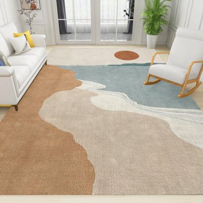 RITADI Mid Century Abstract Boho Area Rug, Modern Minimalist Sun and Mountain Indoor Non-Slip Kids Rugs, for Room Sofa Living Room Mat Bedroom Home Decor Floor Mats,3 x 5ft
