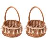 Small Wicker Rattan Flower Girl Basket Wedding Flower Basketwith Tassel Straw Basket Woven Storage Basket for Wedding Birthday Party Decor(S/2PCS) view 1