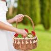 Small Wicker Rattan Flower Girl Basket Wedding Flower Basketwith Tassel Straw Basket Woven Storage Basket for Wedding Birthday Party Decor(S/2PCS) view 2