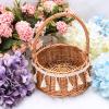 Small Wicker Rattan Flower Girl Basket Wedding Flower Basketwith Tassel Straw Basket Woven Storage Basket for Wedding Birthday Party Decor(L) view 3