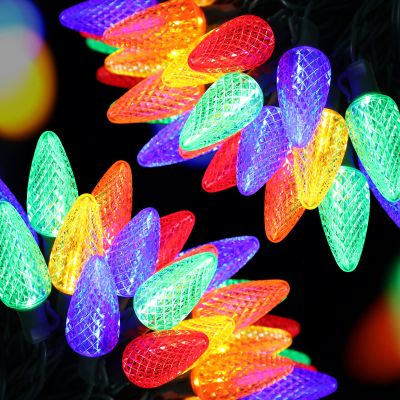 TOPKDA 2-Set C9 LED Christmas String Lights, 33.3ft 50 LED Waterproof Decorative Light Strand, Extendable Green Wire String Lights for House, Christmas Tree, Patio, Party Decoration, Multicolor