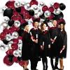 Graduation Party Decorations Maroon Black 2026/Burgundy Graduation Decorations Class of 2026/Burgundy Black Balloons/114Pcs Burgundy Silver Balloon Birthday Wedding/Maroon Birthday view 3