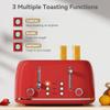 Toaster 4 Slice, Retro Stainless with 6 Bread Shade Settings,1.5''Wide Slots Toaster with Cancel/Defrost/Reheat,Dual Independent Control Panel(Red) view 2
