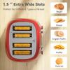 Toaster 4 Slice, Retro Stainless with 6 Bread Shade Settings,1.5''Wide Slots Toaster with Cancel/Defrost/Reheat,Dual Independent Control Panel(Red) view 4
