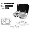 Camping RV Stove Sink Cooktop Combo,Outdoor Stainless Sink RV Kitchen Sink Stove Combo, RV Sink Gas Stove Burner Boat Caravan Camper Sink Stove, LPG Gas Stove Hob & Sink w/Tempered Glass Lid Cover view 4