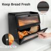 Bread Box, 100% Natural Bamboo Storage, Extra Large Capacity Container, Double Layer Breadbox for Kitchen Countertop, Farmhouse Homemade Organizer with Instruction and Screwdriver Assembly Required view 3