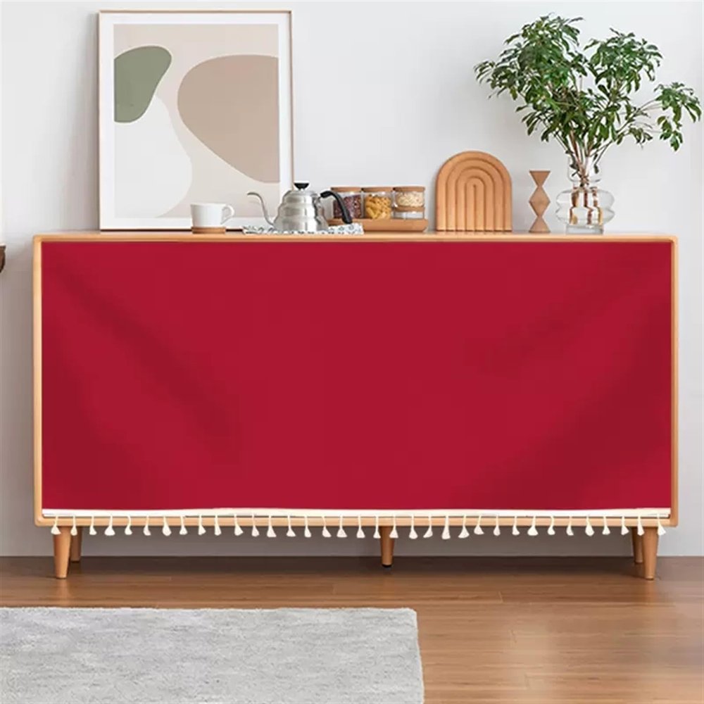 SK Studio Short Curtains for Kitchen, Privacy Closet Curtain Dust-Proof Under Sink Curtains for Small Kitchen Storage Room Red 1, 23.6" W x 35.4" H