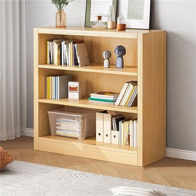 KWOKING Contemporary Bookshelf Engineered Wood Bookcase Short Bookcase Children's 3-Grid Cabinet Bookshelf Toy Storage Rack Floor Storage Picture Book Locker Natural 31.5" L x 11.8" W x 40.6" H