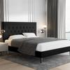 Allewie Queen Size Upholstered Platform Bed Frame with Adjustable Headboard, Button Tufted, Wood Slat Support, Easy Assembly, Black view 1