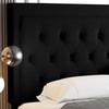 Allewie Queen Size Upholstered Platform Bed Frame with Adjustable Headboard, Button Tufted, Wood Slat Support, Easy Assembly, Black view 3