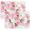 SKVLF 3D Artificial Flower Wall Panels 2 Pack 24"x16" Flower Wall Mat Pink Rose Flower Wall Decor for Backdrop Wedding Birthday Party Home Decorations view 1