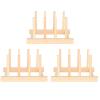QANYEGN 3 Set Bamboo Wooden Dish Rack, Plate Display Wooden Rack, Utensil Drying Rack, Plate Rack Stand Pot Lid Holder for Organize Dishes, Cuing Boards, Books, etc view 1
