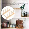 QANYEGN 3 Set Bamboo Wooden Dish Rack, Plate Display Wooden Rack, Utensil Drying Rack, Plate Rack Stand Pot Lid Holder for Organize Dishes, Cuing Boards, Books, etc view 2