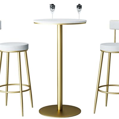 Classic Bistro Pub Furniture- Round/Square Bistro Tables Bar Counter 21.6 inch Countertop, Suitable for Cocktail Bar, Restaurant, Tavern (White Marble, Golden Base) (Color : Round, Size : 90cm)