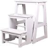 CIRCIR Bed Step Stools for High Beds Folding Wood 3 Tier Wood Ladder Small for Adult Standing Shelf Units Bed Steps for High Beds (Size : White) view 1