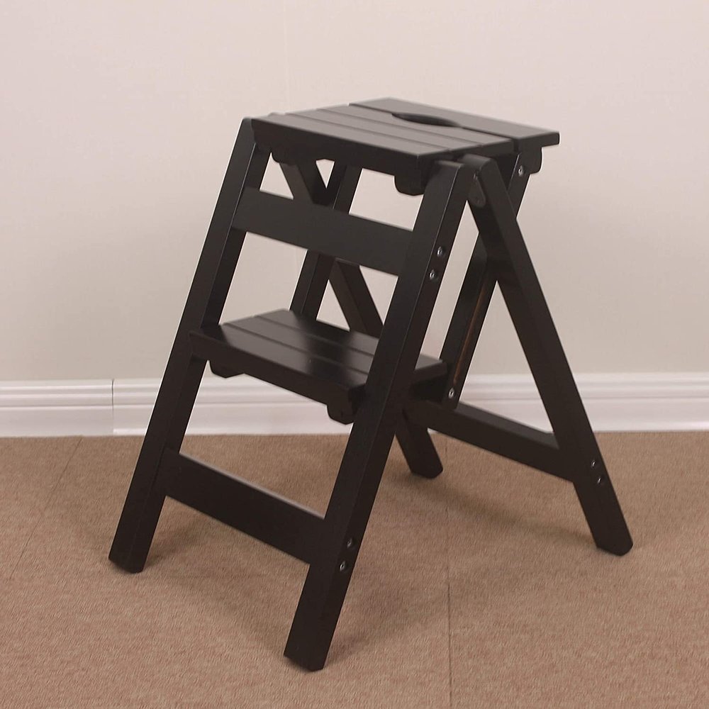 BABYCE Kitchen Step Stool Wooden Steps Stepladder 2 Step Folding Step Stool Ladder Kitchen Steps Kitchen Office Use