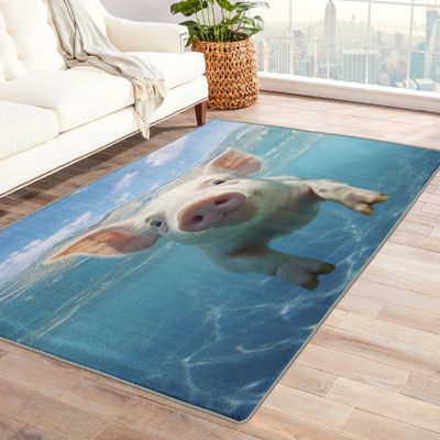 2x3 Rug, Pig Rugs for Entryway Living Room Bedroom, Cute Pig Small Area Rug & Bedroom Decor, Washable Non Slip Soft Low Pile Indoor Door Mat, Home Decorative Patterned Carpet