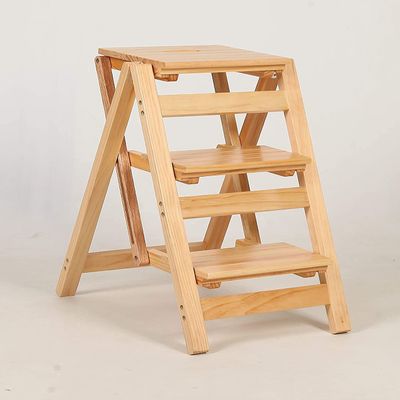 BABYCE Step Stools for Adults Foldable Home Kitchen Small Ladder Stool Wood Folding Stair Stool Easy to Store, Foldable Shelving 18.5x17.3x15.5 inches,Bearing Weight: 150 Kg