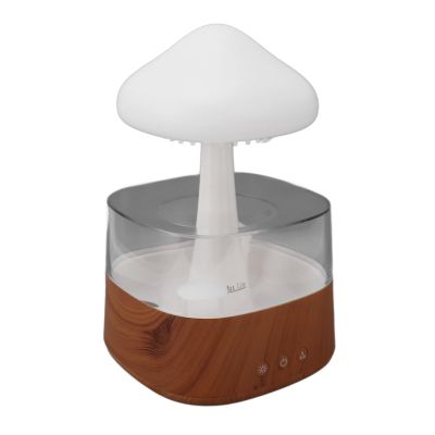 Luqeeg Rain Humidifier, Aromatherapy Diffuser Humidifier, Night Light Grass Plants Lamp with Colorful Light Essential Oil Diffusers Raining Artificial for Plants Desk Fountain
