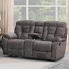 BOWERY HILL Transitional Mushroom Recliner Console Loveseat in Gray view 2
