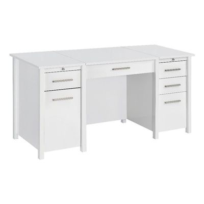 BOWERY HILL Contemporary Wood Lift Top Home Office Desk in White